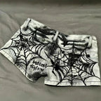 Y2K Punk Spider Web Denim Shorts – Low Waist Skull Star Print - Harajuku Style - Women’s Shorts - 2