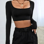 Y2K Long Sleeve Knit Crop Top - Women’s Clothing & Accessories - Crop Top - 1