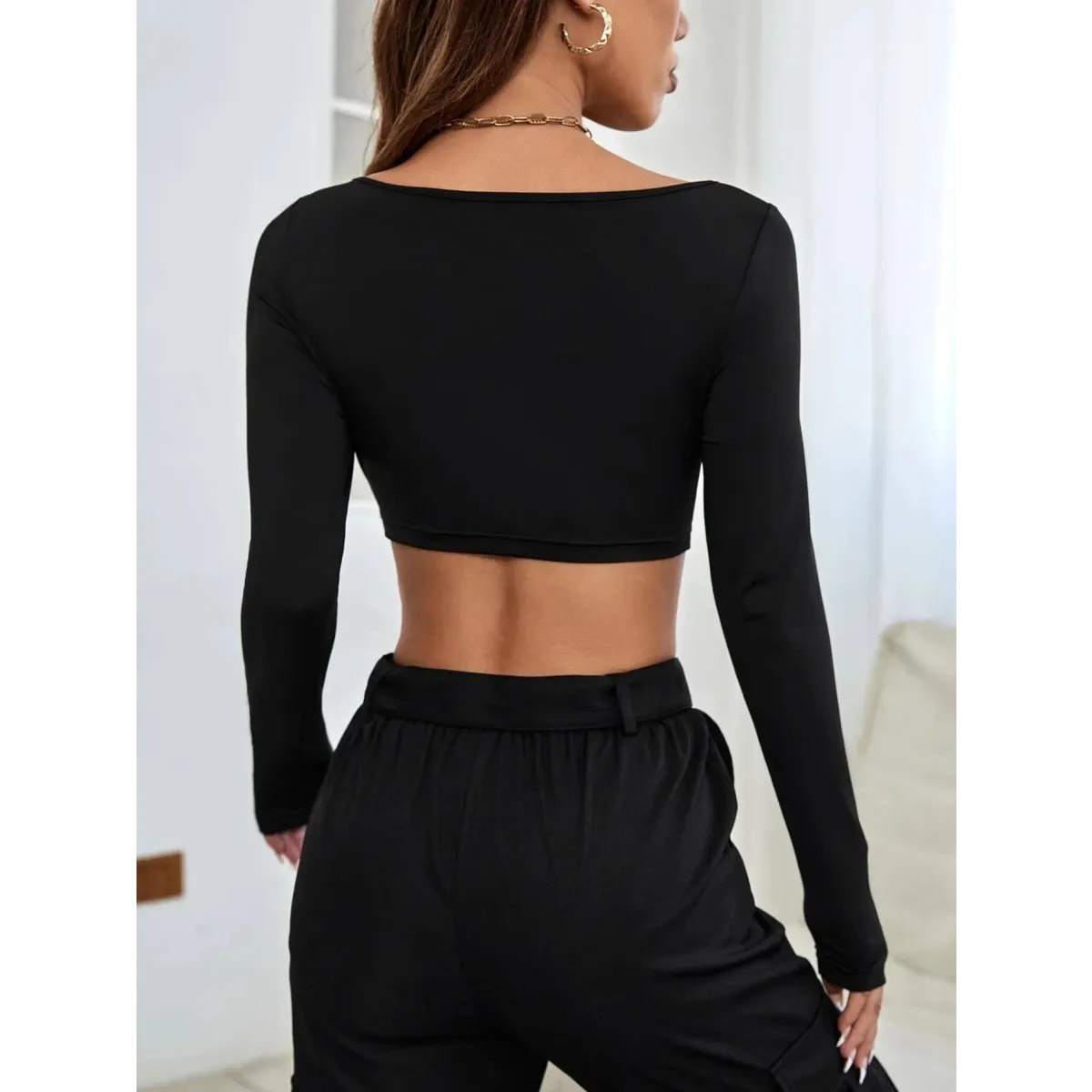 Y2K Long Sleeve Knit Crop Top - Women’s Clothing & Accessories - Crop Top - 3