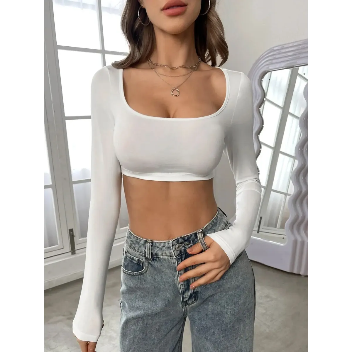 Y2K Long Sleeve Knit Crop Top - Women’s Clothing & Accessories - Crop Top - 6