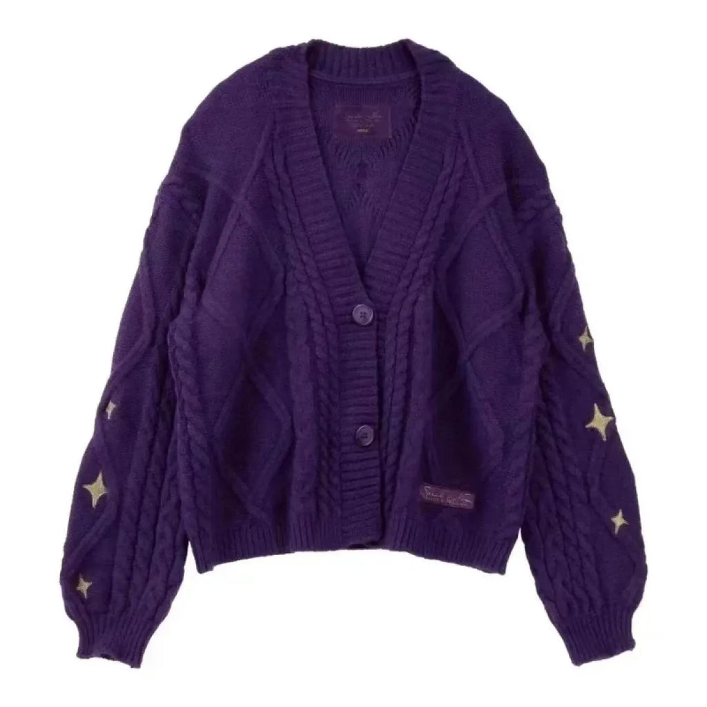 Y2K Star Embroidered Cardigan - Women’s Clothing & Accessories - Cardigans - 1
