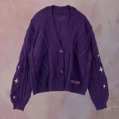 Y2K Star Embroidered Cardigan - Women’s Clothing & Accessories - Cardigans - 2