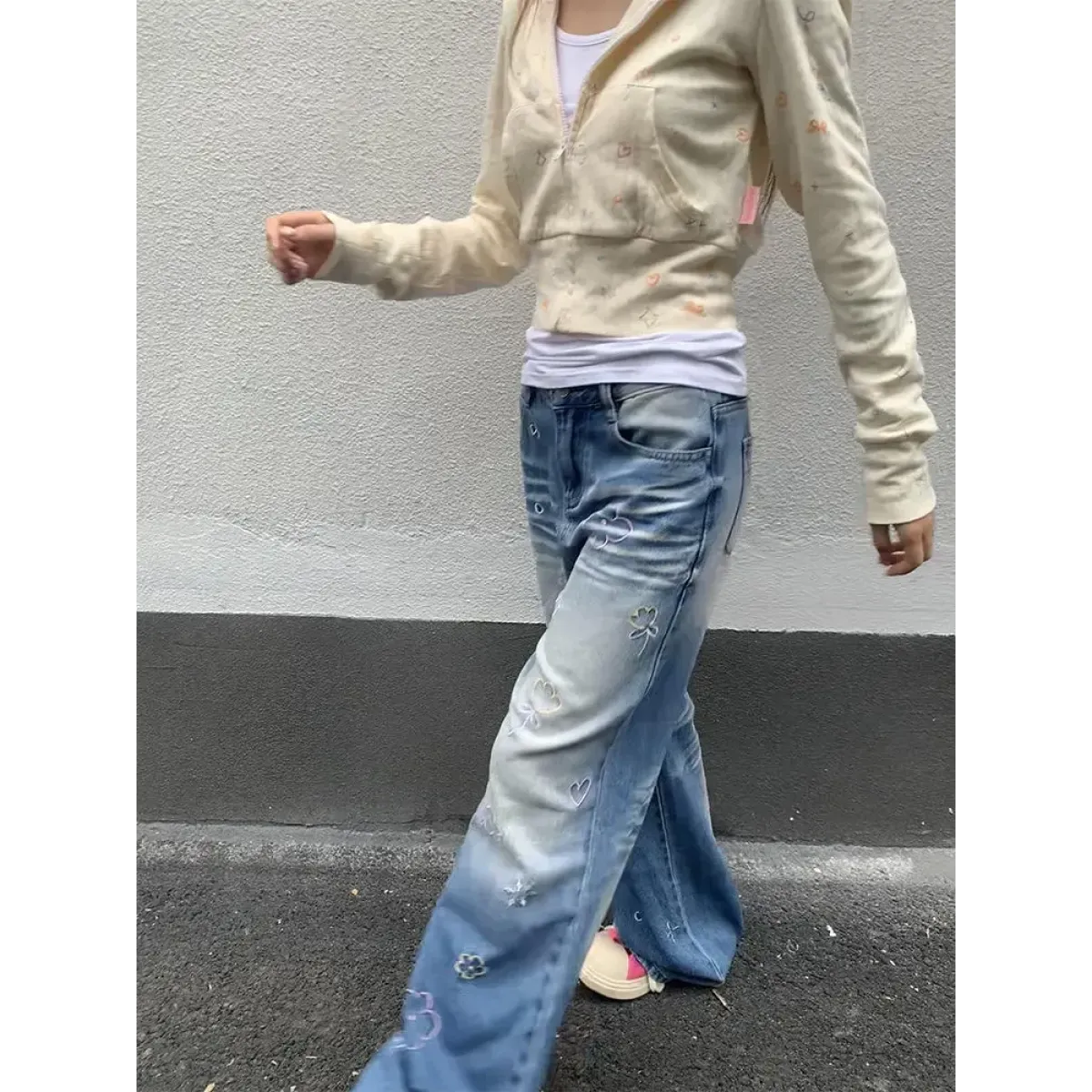 Sweet Floral Y2K Grunge Hoodie – Slim Fit Zipper Cardigan Jacket - Women’s Clothing & Accessories - Hooded - 2