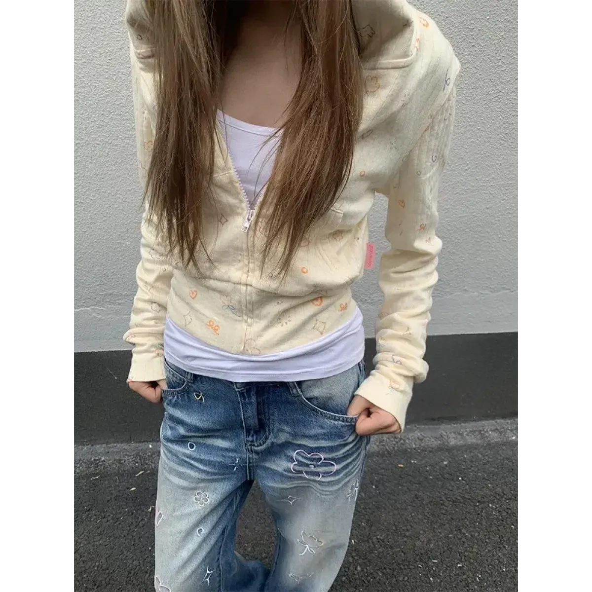 Sweet Floral Y2K Grunge Hoodie – Slim Fit Zipper Cardigan Jacket - Women’s Clothing & Accessories - Hooded - 4