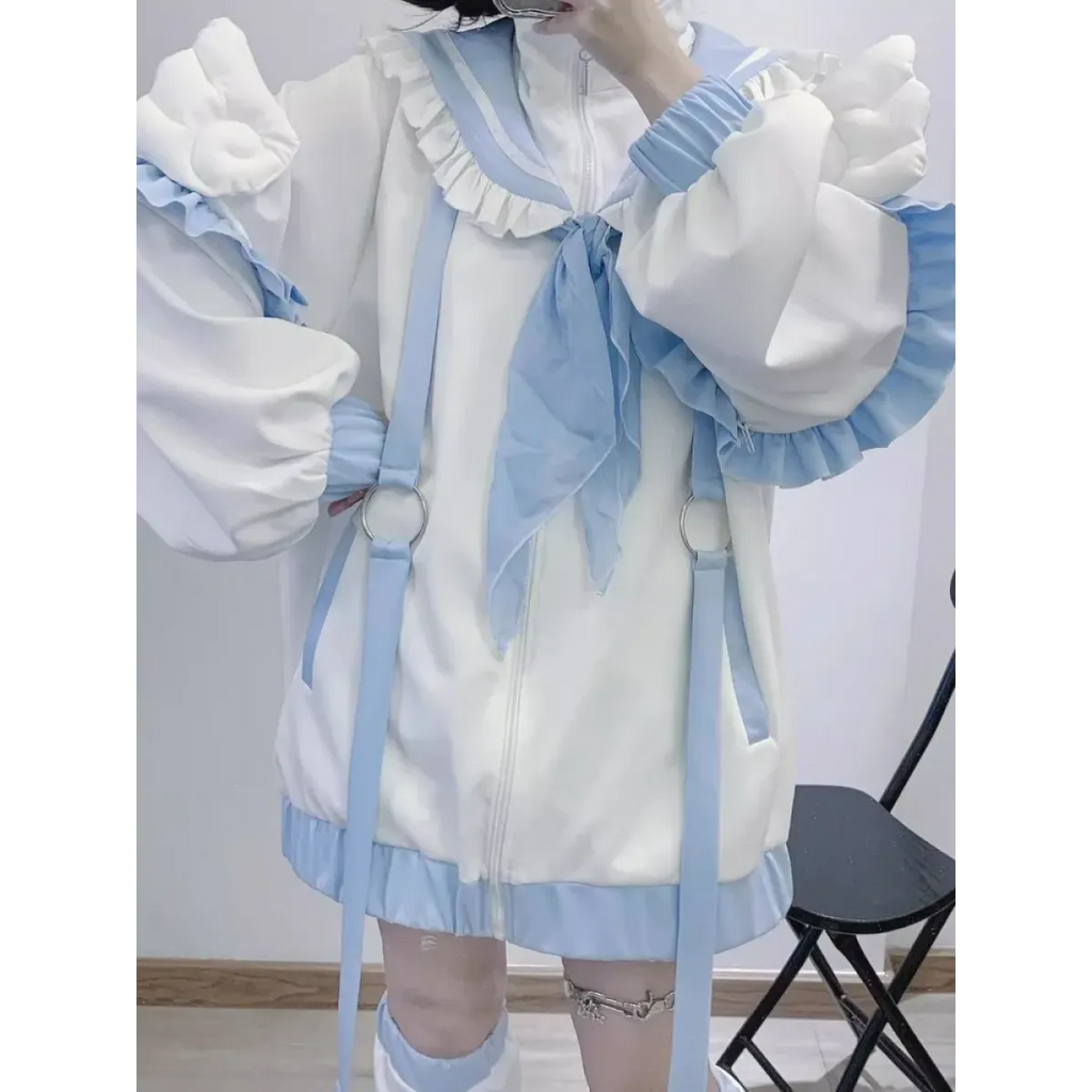 Sailor Collar Jacket – Y2K Sweet Harajuku Ruffle Coat - Women’s Clothing & Accessories - Long - Women’s Jackets - 4