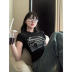 Y2K Slim Fit Car Print Crop Tee - T-Shirts - T-Shirt - 3