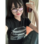 Y2K Slim Fit Car Print Crop Tee - T-Shirts - T-Shirt - 5