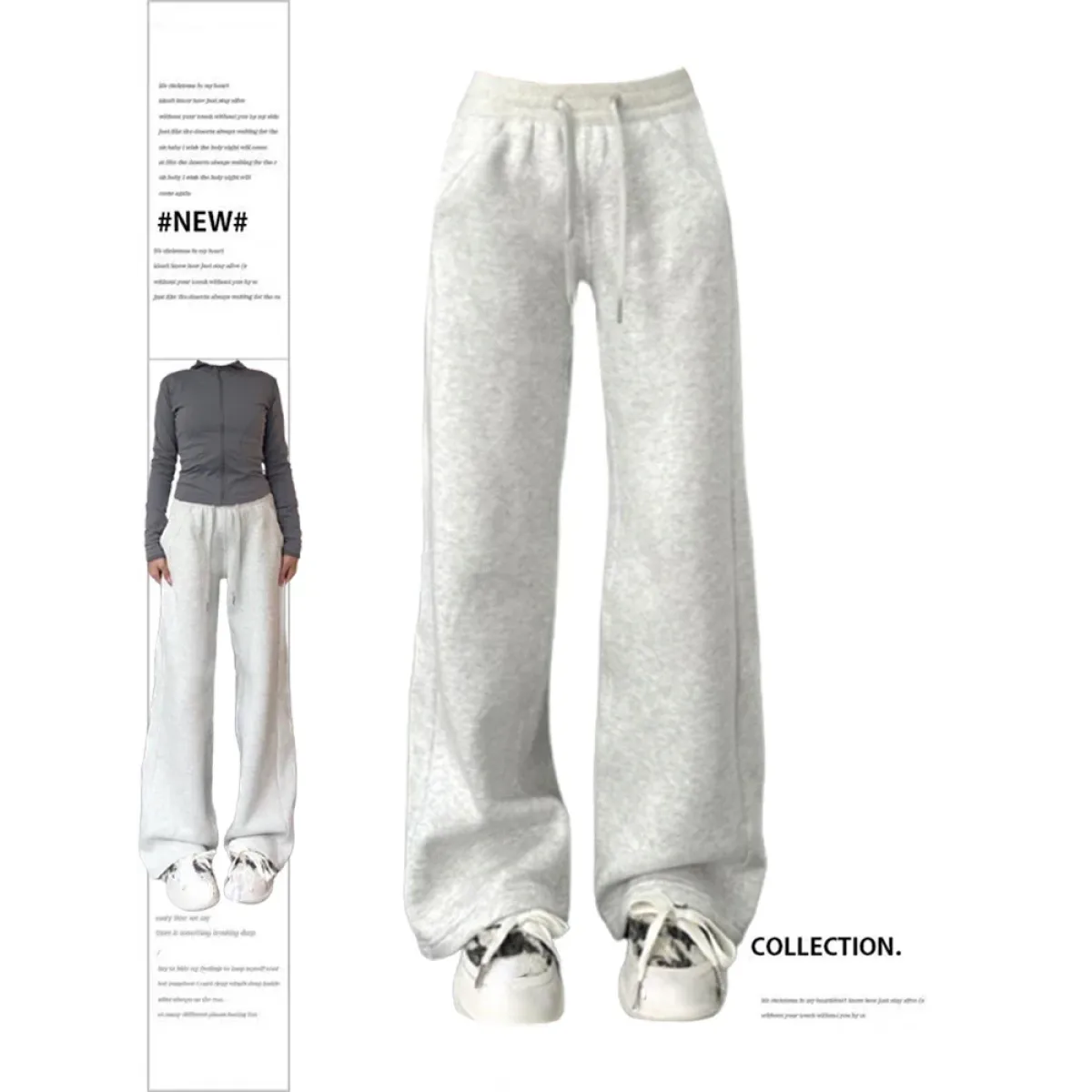 Oversized Wide-Leg Sweatpants – Y2K Vintage Joggers - Bottoms - Women’s Pants - 1