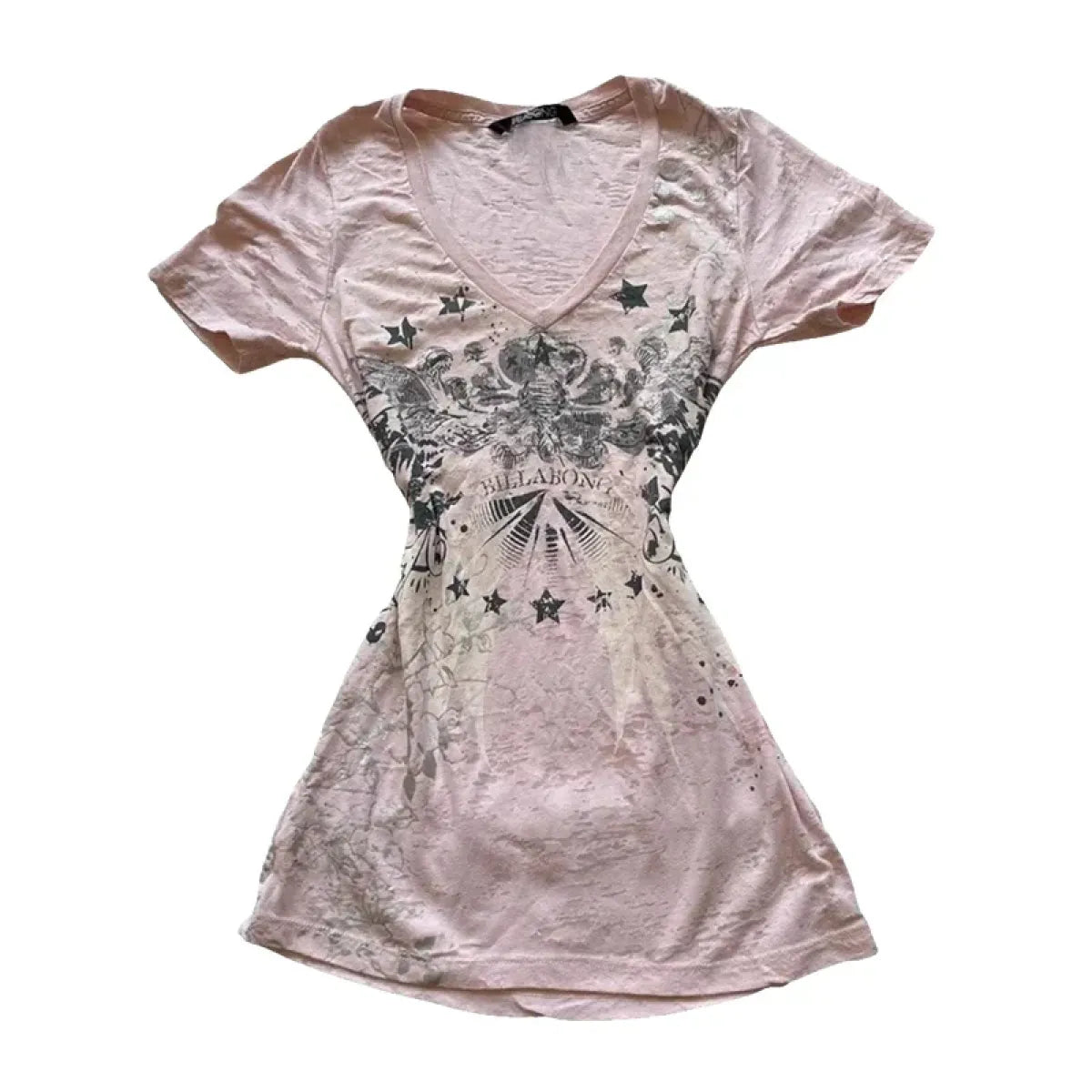 V-Neck Graphic Tee – Y2K Vintage Retro Streetwear - T-Shirts - Short - Sweetheart - T-Shirts - 6