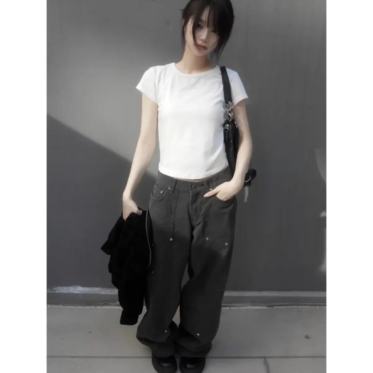 Y2K Rivet Wide Leg Cargo Pants - Bottoms - Cargo Pants - 2