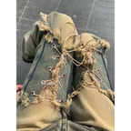 Y2K Lace-Up Frayed Wide Leg Jeans - Bottoms - Jeans - 1