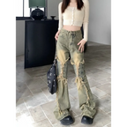 Y2K Lace-Up Frayed Wide Leg Jeans - Bottoms - Jeans - 3