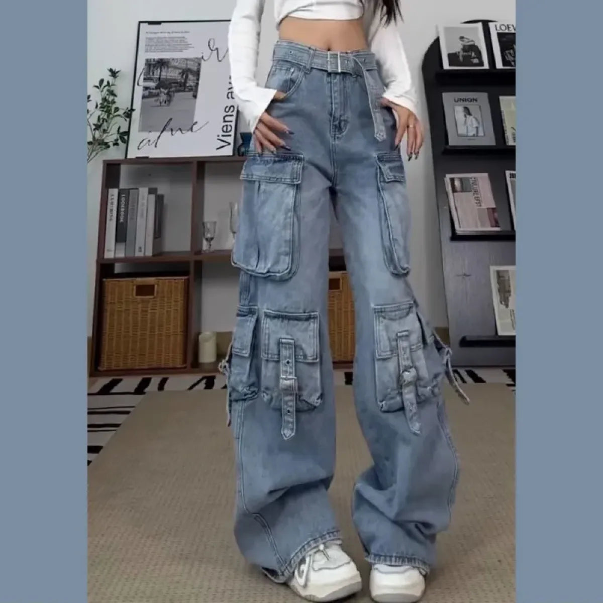 Y2K Cargo Pocket Wide Leg Jeans - Bottoms - Jeans - 1