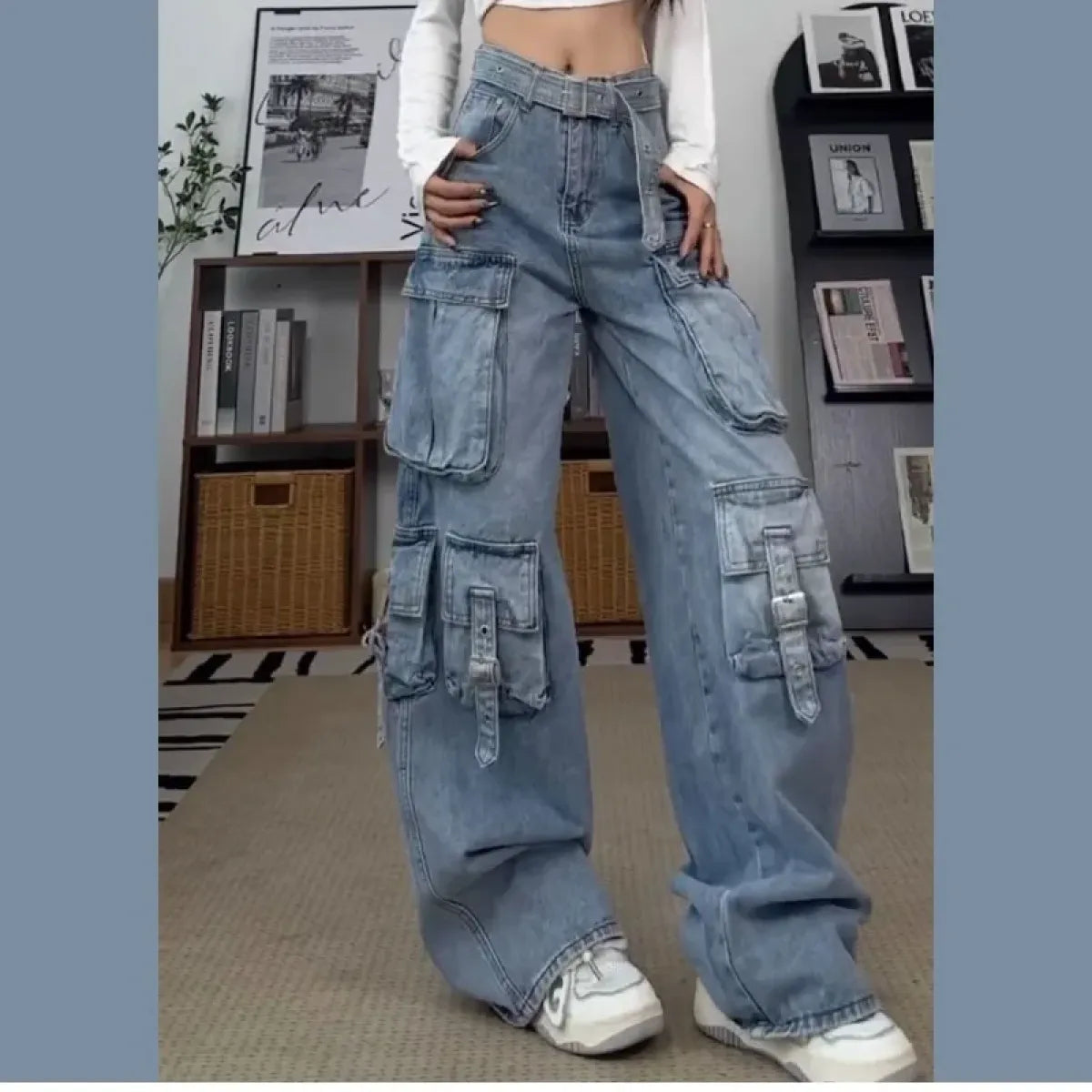 Y2K Cargo Pocket Wide Leg Jeans - Bottoms - Jeans - 2