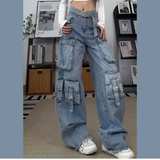 Y2K Cargo Pocket Wide Leg Jeans - Bottoms - Jeans - 2