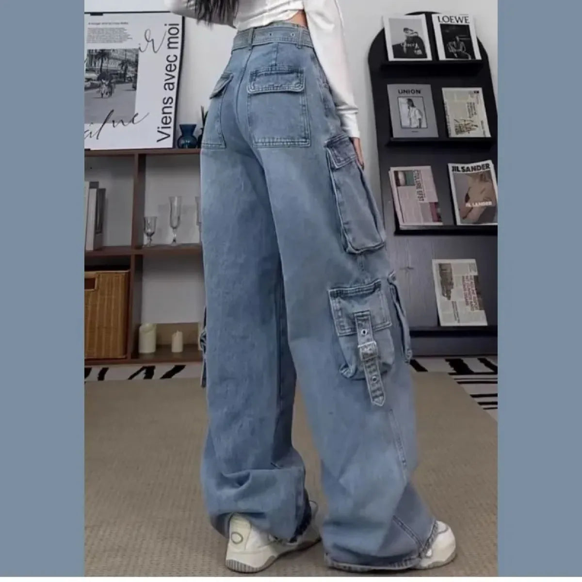 Y2K Cargo Pocket Wide Leg Jeans - Bottoms - Jeans - 3