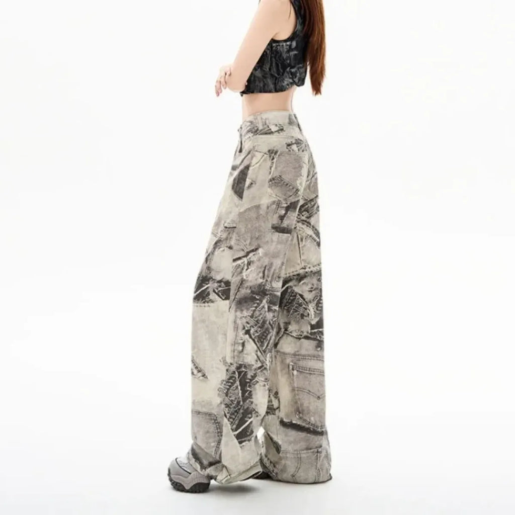 Y2K Tie-Dye Wide Leg Jeans with High Waist - Bottoms - Jeans - 6
