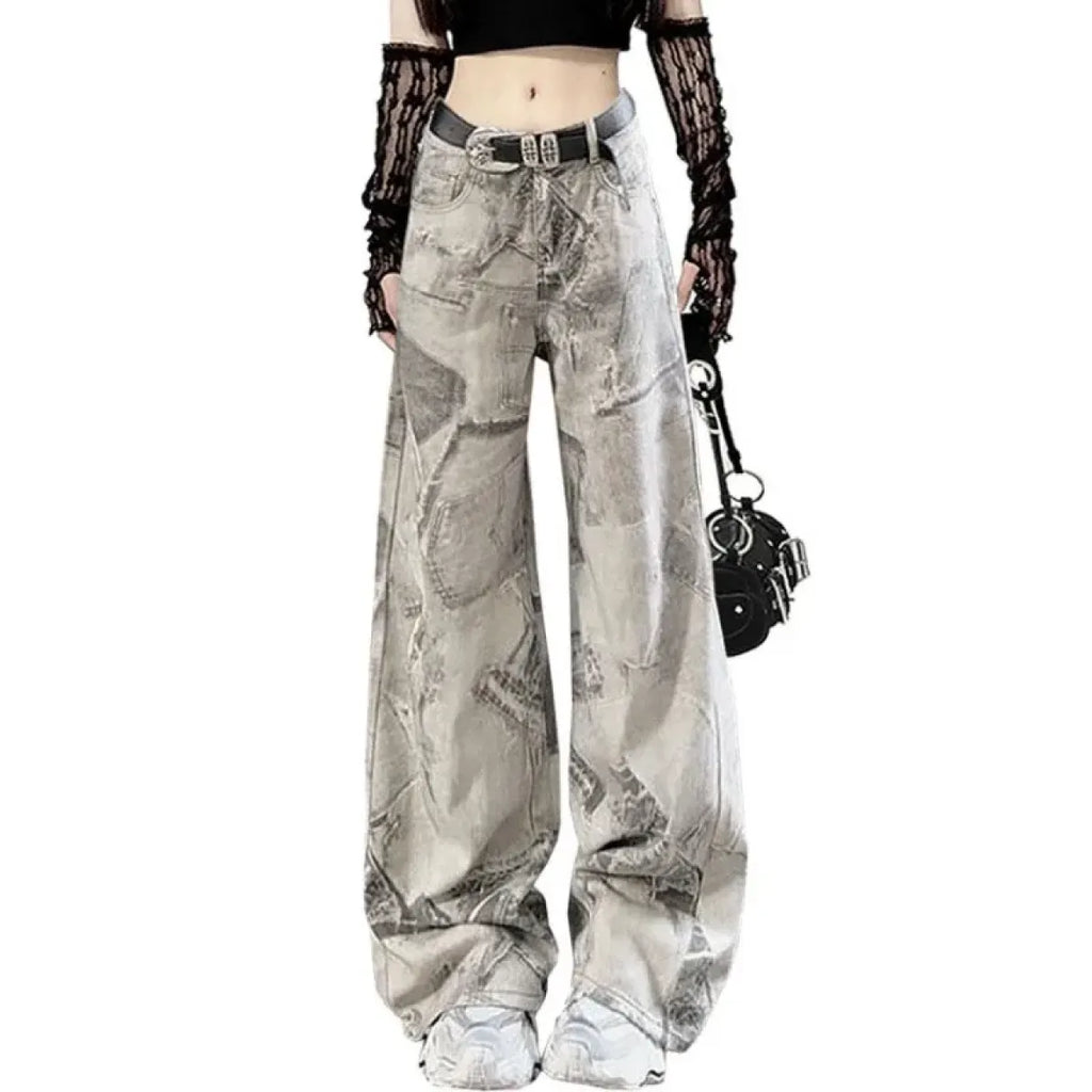 Y2K Tie-Dye Wide Leg Jeans with High Waist - Bottoms - Jeans - 7