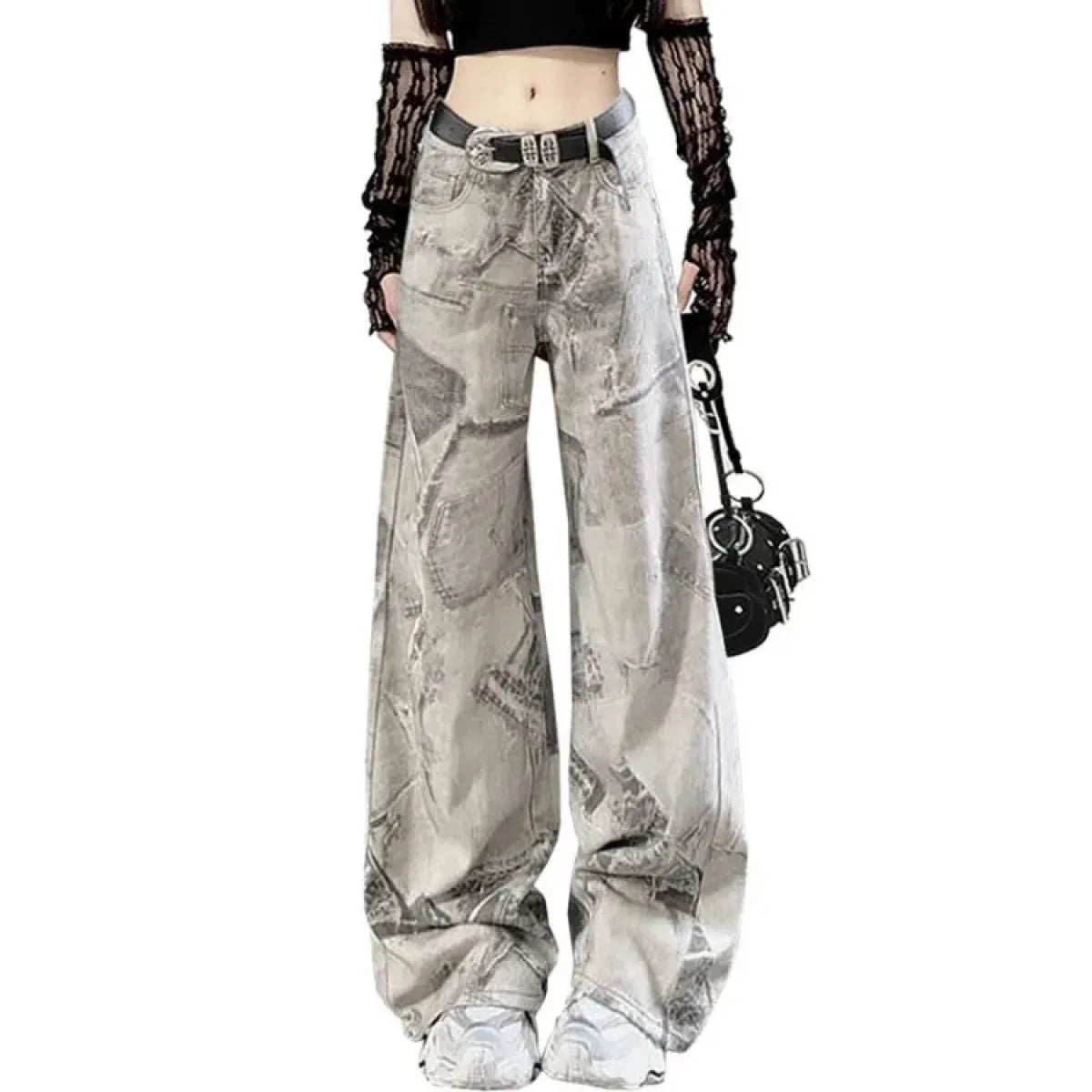 Y2K Tie-Dye Wide Leg Jeans with High Waist - Bottoms - Jeans - 7
