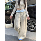 Y2K Leopard Patchwork Wide Leg Pants - Bottoms - Pants - 1