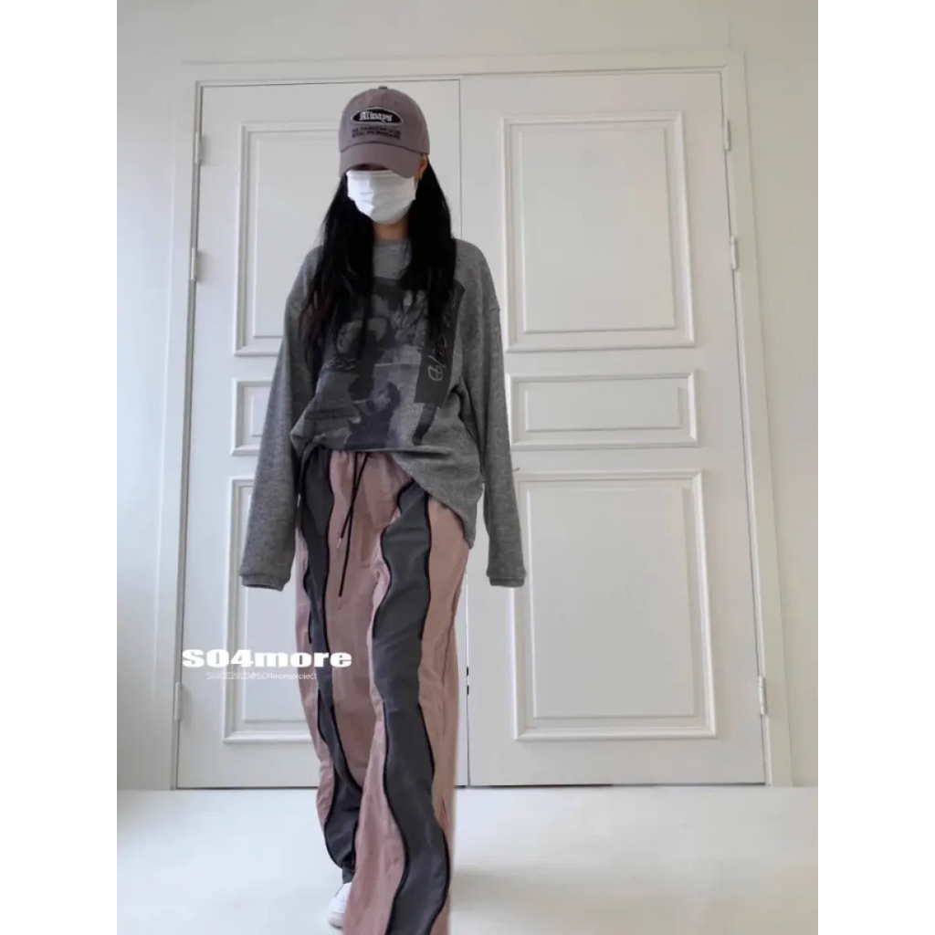 Y2K Patchwork Nylon Wide Leg Pants - Bottoms - Pants - 5