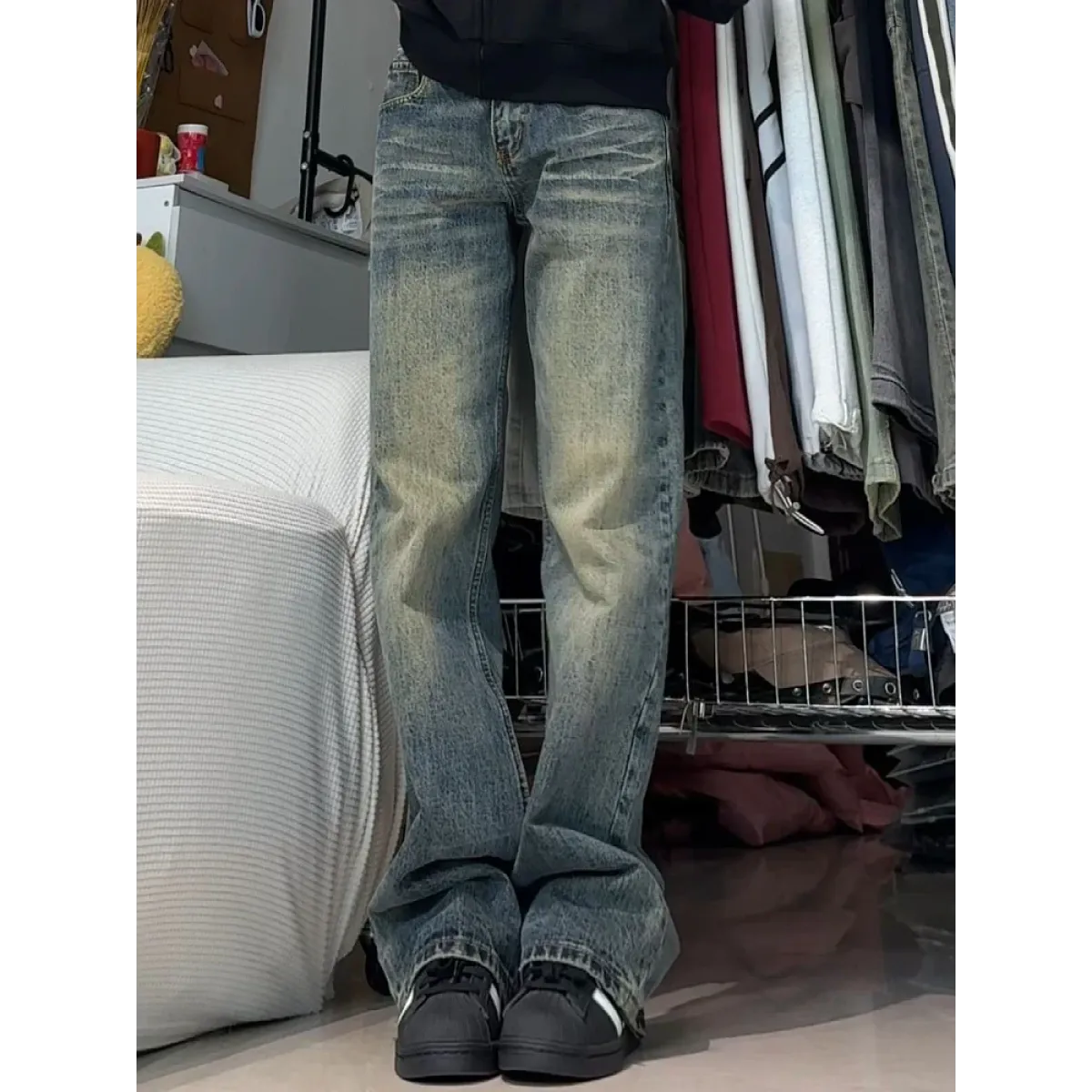 Y2K Retro Washed High Waist Straight Jeans - Bottoms - Jeans - 1