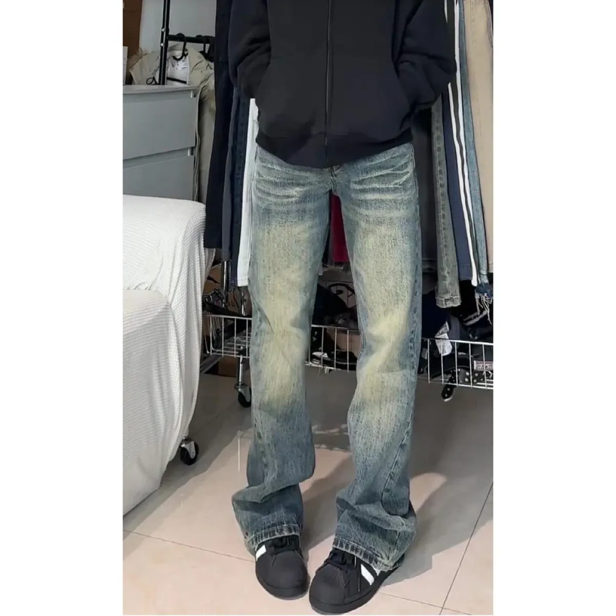 Y2K Retro Washed High Waist Straight Jeans - Bottoms - Jeans - 2