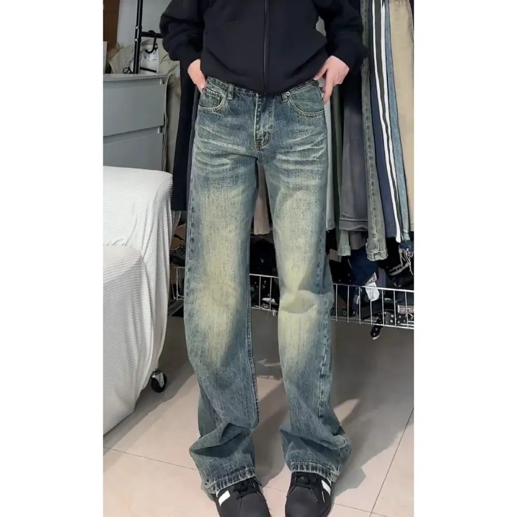 Y2K Retro Washed High Waist Straight Jeans - Bottoms - Jeans - 3