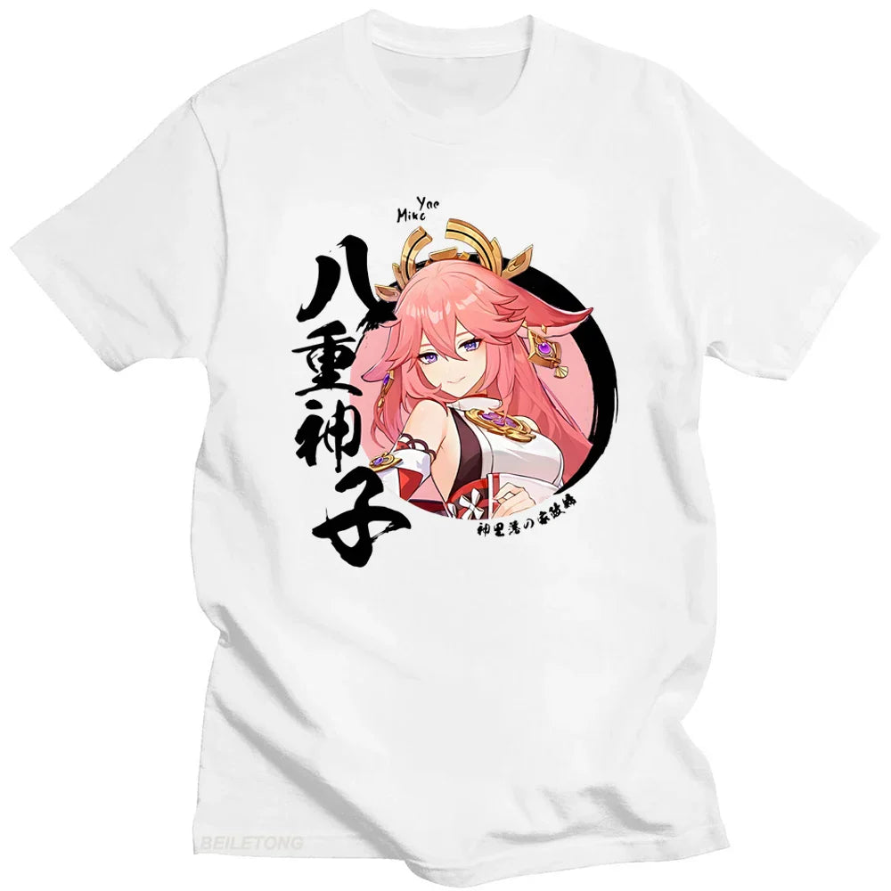 Unisex Yae Miko Genshin Impact Short Sleeve Tee - Y2K Aesthetic - T-Shirts - T-Shirts - 2024 - 2 - Worldwide Shipping