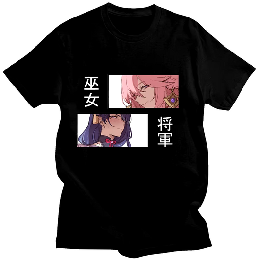 Yae Miko ’Shrine Maiden’ & Raiden Shogun ’General’ Genshin Impact T-Shirt - T-Shirts - T-Shirts - 2024 - 1