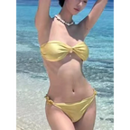 Strapless Ruffled Yellow Bikini Set - Swimsuits - Swimwear - 1