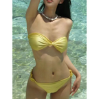 Strapless Ruffled Yellow Bikini Set - Swimsuits - Swimwear - 5