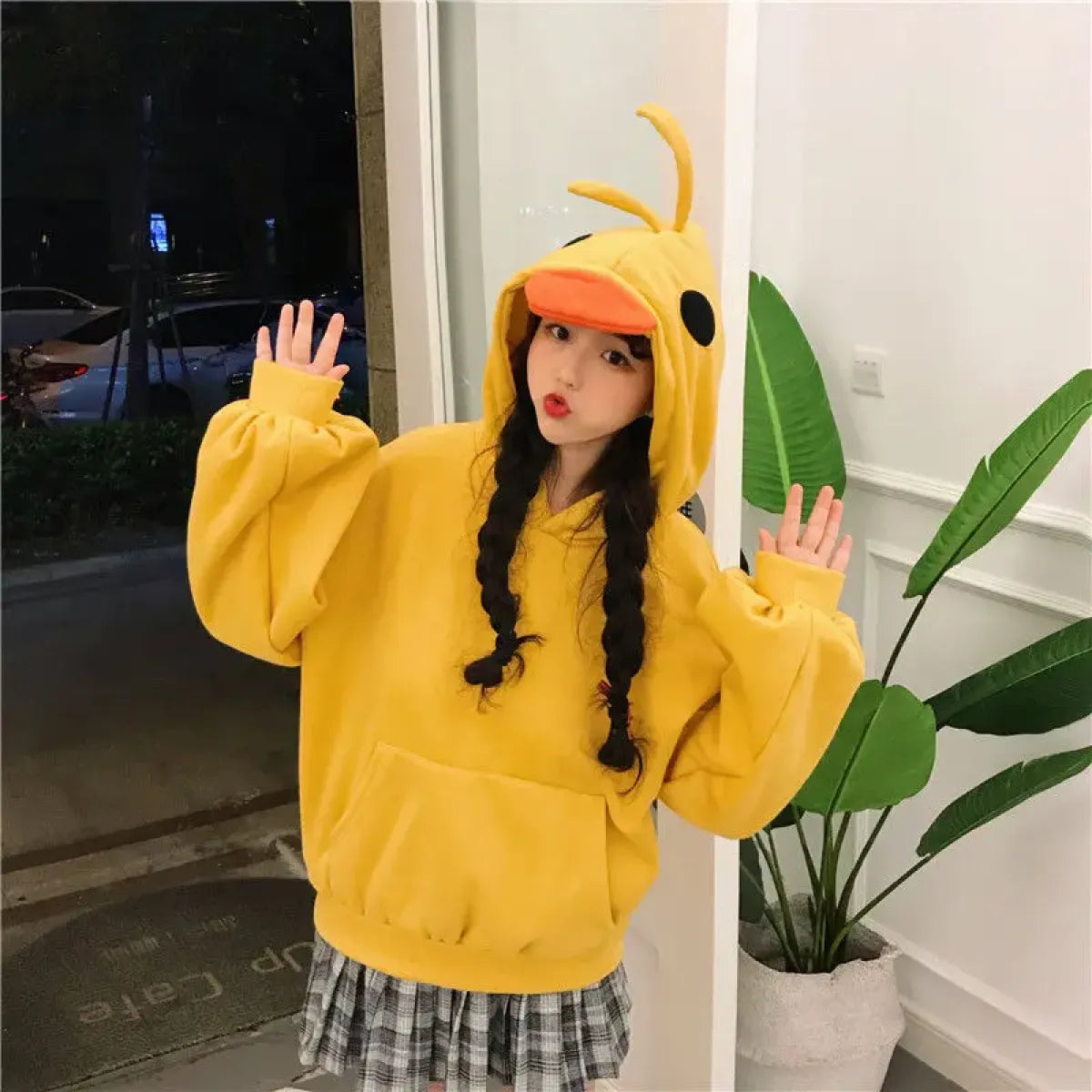 Yellow Kawaii Duck Hoodie – Cute Long Sleeve Casual Pullover Top - Hoodies & Sweatshirts - Round - Hoodies - 4