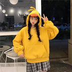 Yellow Kawaii Duck Hoodie – Cute Long Sleeve Casual Pullover Top - Hoodies & Sweatshirts - Round - Hoodies - 3