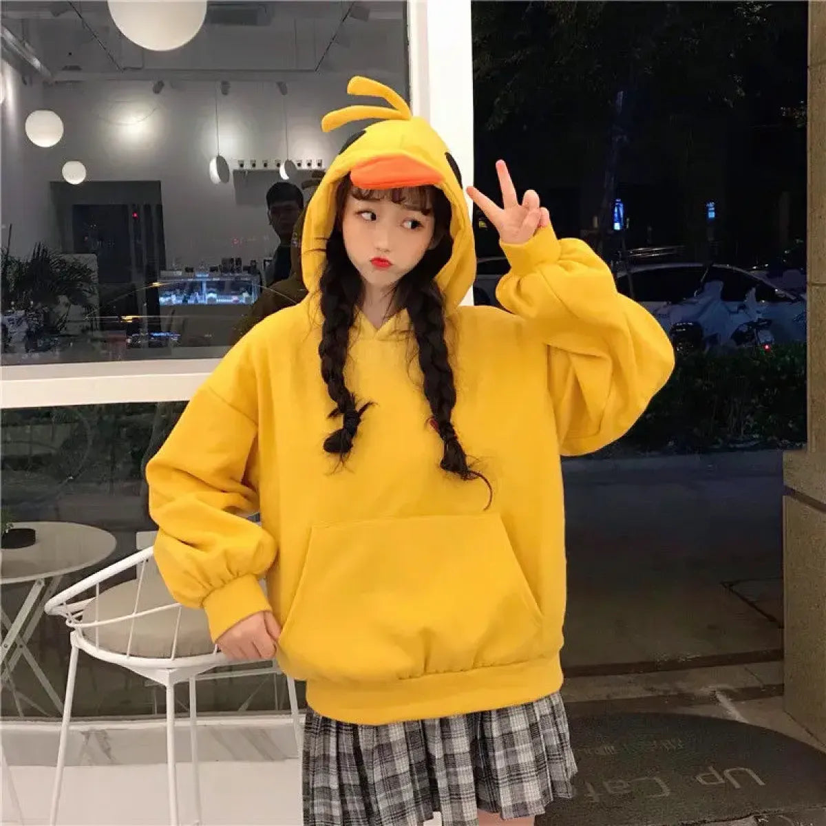 Yellow Kawaii Duck Hoodie – Cute Long Sleeve Casual Pullover Top - Hoodies & Sweatshirts - Round - Hoodies - 3