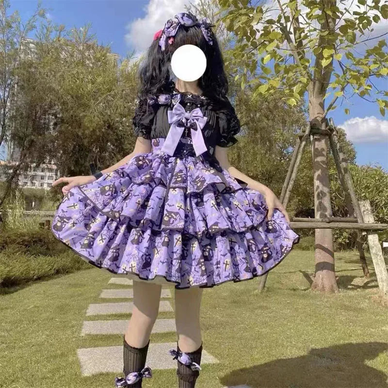 Pink Black Purple Yellow Lolita Dress - Elena Three-stage JSK - All Dresses - Dresses - 1 - 2024