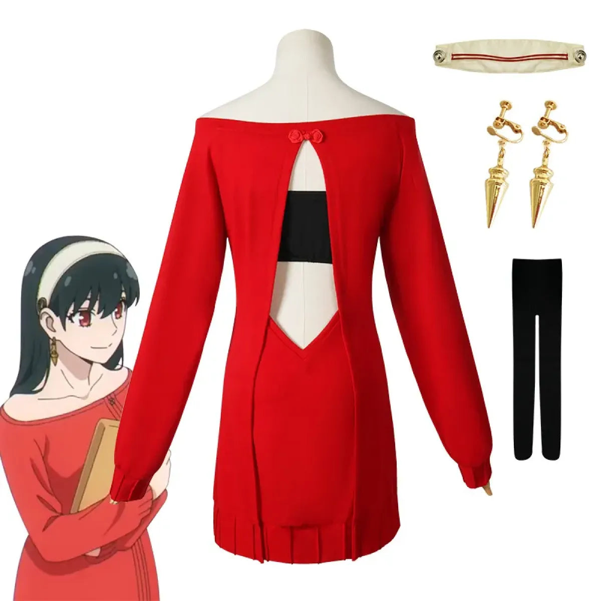 Yor Forger ’Thorn Princess’ Cosplay - Sexy Red Sweater Dress - All Dresses - 1