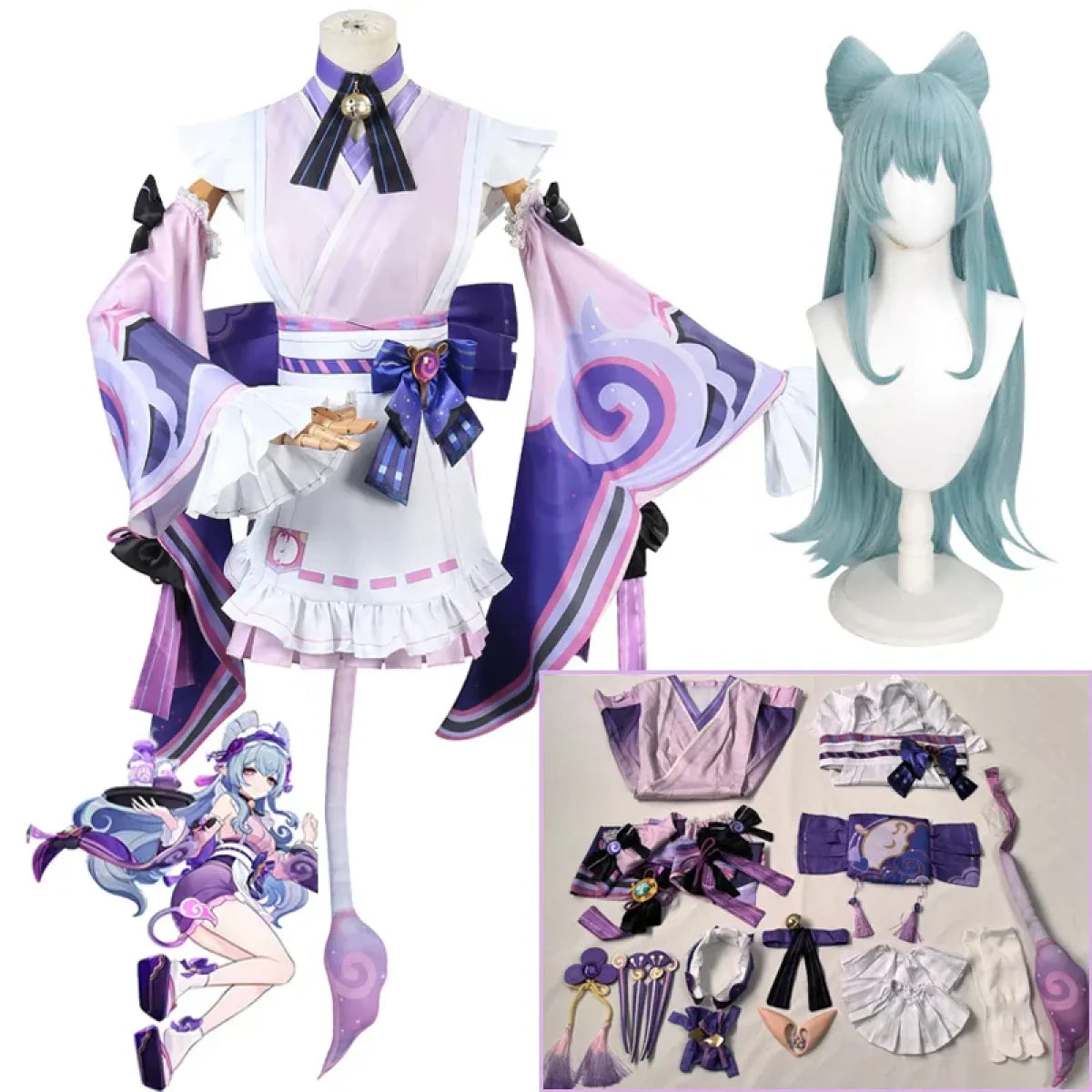 Genshin Yumemizuki Cosplay Kimono – Kawaii Fantasy Dress Set - All Dresses - Sets - 1
