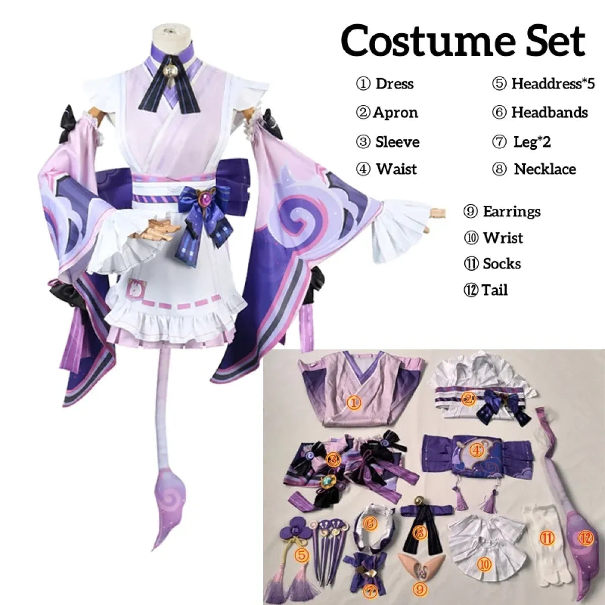 Genshin Yumemizuki Cosplay Kimono – Kawaii Fantasy Dress Set - All Dresses - Sets - 8