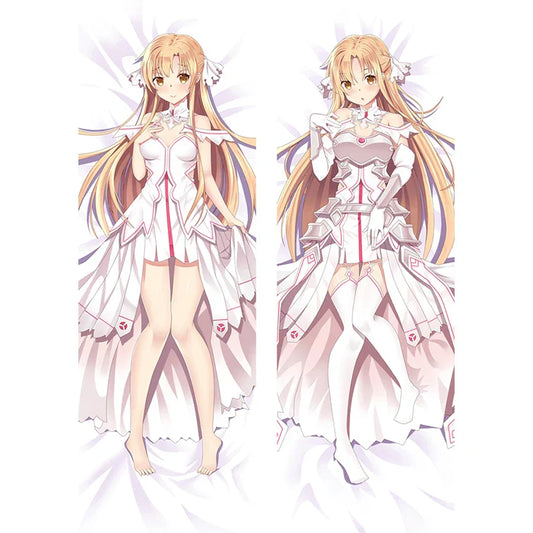 Sword Art Online Dakimakura - Yuuki Asuna Cute Anime Body Pillow Case - Black / 34x100cm Peach Skin - Anime - Clothing