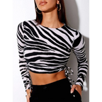 Zebra-Stripe Long Sleeve Top - T-Shirts - 6
