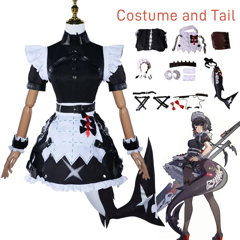 Ellen Joe Cosplay Costume – Zenless Zone Zero Maid Dress with Wig - S / Costume and tail - All Dresses - Costumes