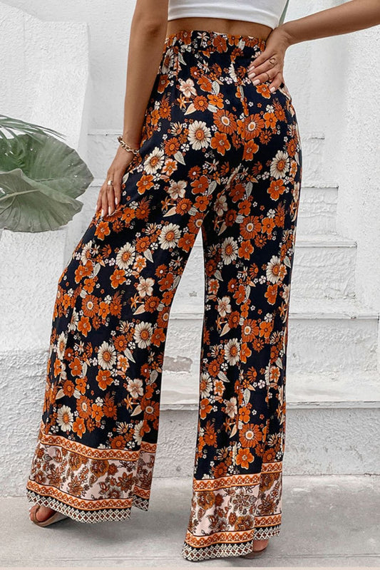 Floral Wide Leg Pants with Pockets - Kawaii Stop - 100% Viscose, Bottoms, Capris, Casual Comfort, Floral Charm, Hundredth, Imported Fashion, Pants, Ship From Overseas, Wide Leg Pants, Women's Clothing
