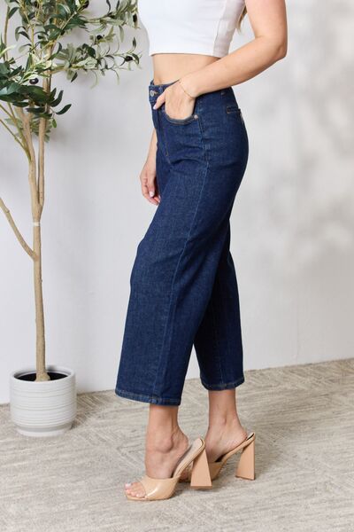 High Waist Cropped Wide Leg Jeans - Kawaii Stop - Clean Finish, Comfortable, Confidence Boosting, Cropped Jeans, Easy Care, Elegance, Everyday Fashion, Fashion, Flattering Fit, High Waist Jeans, Jeans, Judy Blue, Must-Have, Ship from USA, Sleek Silhouette, Sophisticated, Style, Versatile, Wardrobe Essential, Wide Leg Jeans, Women's Clothing