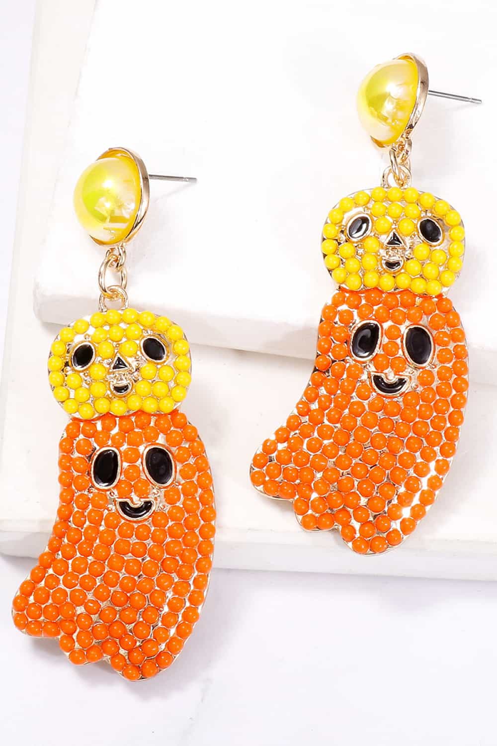 Halloween Ghost Shape Dangle Earrings - Kawaii Stop - Fashionable, Festive Look, Fun, Ghost Shape, Halloween Earrings, Halloween Spirit, J.J.S.P, Modern Style, Must-Have, Playful, Ship From Overseas, Shipping Delay 09/29/2023 - 10/04/2023, Spooky, Statement Earrings, Synthetic Pearl, Trendy Accessories, Unique Design, Zinc Alloy