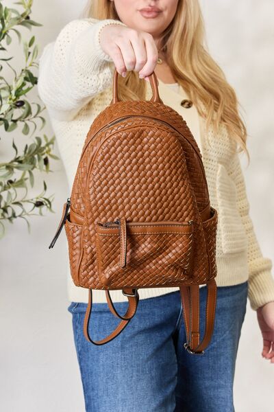 PU Leather Woven Backpack - Kawaii Stop - Backpack, Craftsmanship, Fashion, Imported, Medium Size, PU Leather, Ship from USA, SHOMICO, Sophisticated, Style, Unique, Woven Design