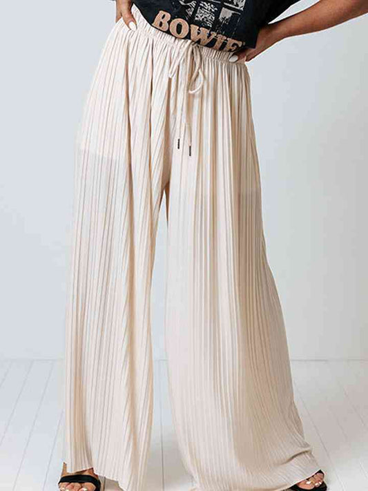Drawstring Pleated Wide Leg Pants - Kawaii Stop - Chic and Stylish, Comfortable Elegance, Drawstring Pants, Effortless Fashion, High-Quality Material, Opaque Fabric, Pleated Design, Ship From Overseas, Structured Fit, SYNZ, Versatile Wear, Wardrobe Essential