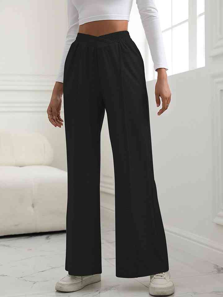V-Waist Wide Leg Pants - Kawaii Stop - Chic Style, Classic Design, Easy Care, M@Y, Pants, Polyester, Ship From Overseas, V-Waist, Versatile Fashion, Wide Leg Pants, Women's Clothing