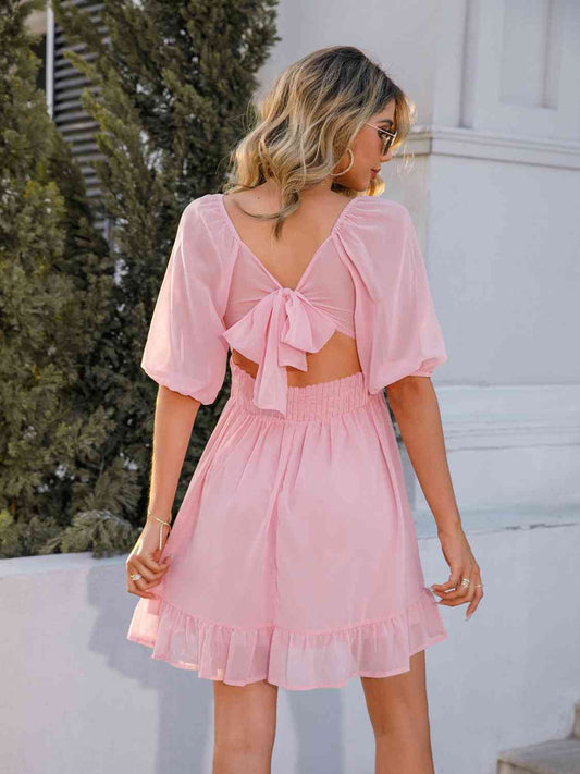 Square Neck Ruffle Hem Dress - Kawaii Stop - Alluring Style, Delicate Jewelry, Elegant Design, Fashion, J&Q, Ruffle Hem, Ship From Overseas, Special Occasions, Square Neck, Strappy Heels, Women's Clothing