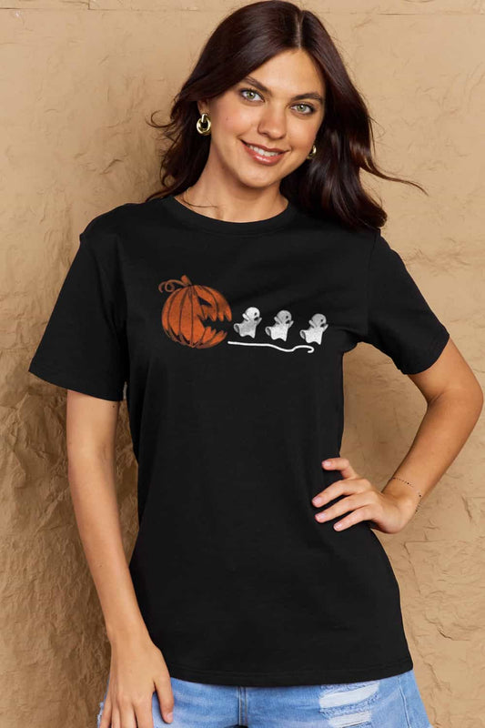 Full Size Jack-O'-Lantern Graphic Cotton T-Shirt - Kawaii Stop - Comfortable Wear, Cotton Shirt, Easy Care, Fashionable, Halloween, Halloween Party, Halloween Spirit, Halloween Style, Jack-O'-Lantern T-Shirt, Ship From Overseas, Shipping Delay 09/29/2023 - 10/04/2023, Short Sleeve, Simply Love, Spooky Fashion, Stylish Look, Women's Clothing